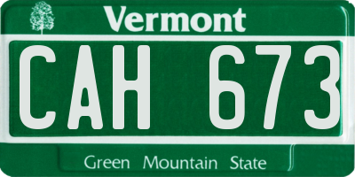 VT license plate CAH673