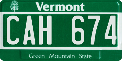 VT license plate CAH674