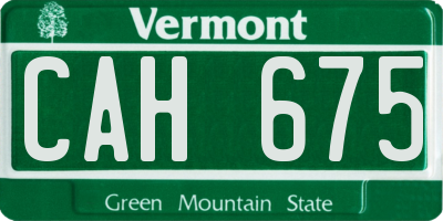 VT license plate CAH675