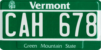 VT license plate CAH678