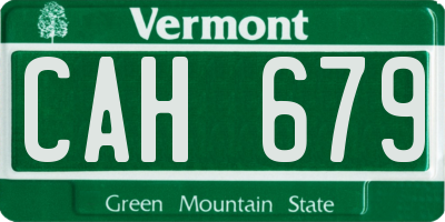 VT license plate CAH679