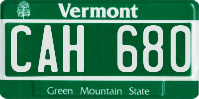 VT license plate CAH680