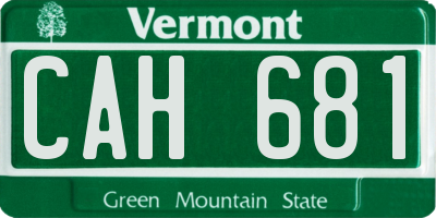 VT license plate CAH681