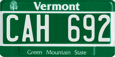 VT license plate CAH692