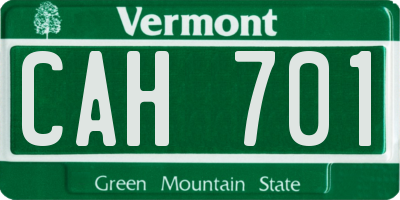 VT license plate CAH701
