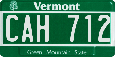 VT license plate CAH712