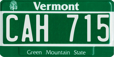 VT license plate CAH715