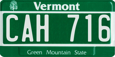 VT license plate CAH716