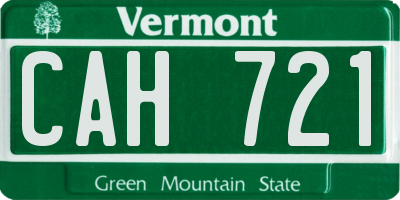 VT license plate CAH721