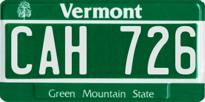 VT license plate CAH726