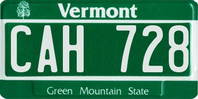 VT license plate CAH728