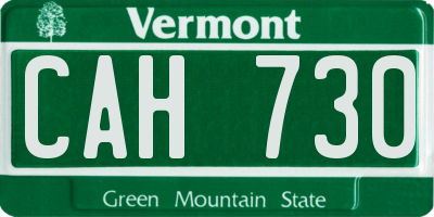 VT license plate CAH730
