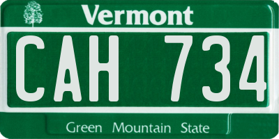 VT license plate CAH734