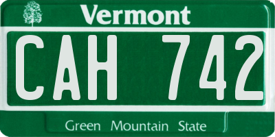VT license plate CAH742