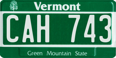 VT license plate CAH743