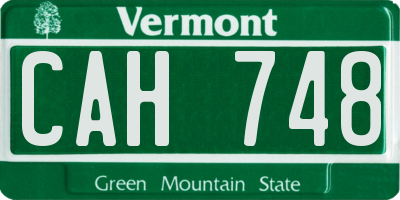 VT license plate CAH748