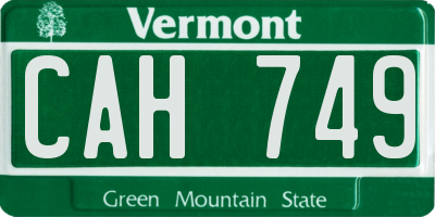 VT license plate CAH749