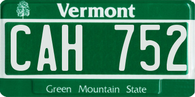 VT license plate CAH752