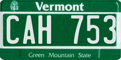 VT license plate CAH753