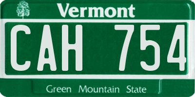 VT license plate CAH754