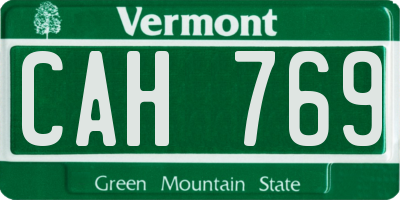 VT license plate CAH769