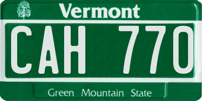 VT license plate CAH770