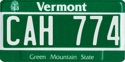 VT license plate CAH774