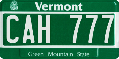 VT license plate CAH777
