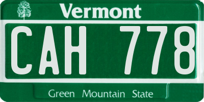 VT license plate CAH778