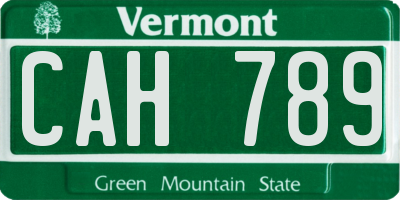 VT license plate CAH789