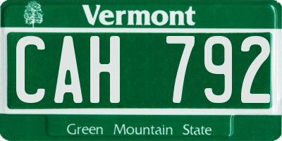 VT license plate CAH792