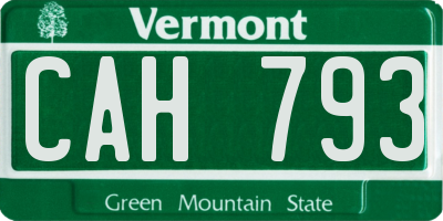 VT license plate CAH793