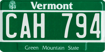 VT license plate CAH794