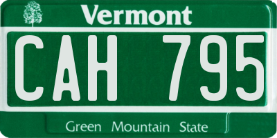 VT license plate CAH795