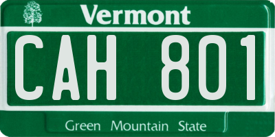 VT license plate CAH801