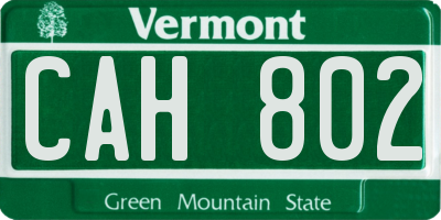 VT license plate CAH802