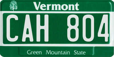 VT license plate CAH804