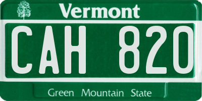 VT license plate CAH820