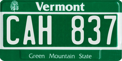 VT license plate CAH837