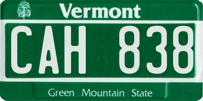 VT license plate CAH838