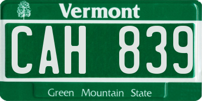 VT license plate CAH839