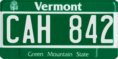 VT license plate CAH842