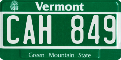 VT license plate CAH849