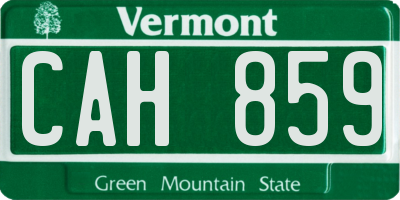 VT license plate CAH859