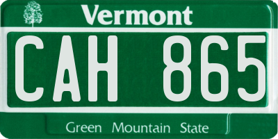 VT license plate CAH865