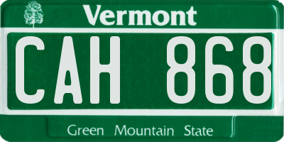 VT license plate CAH868