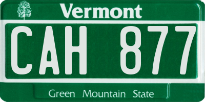 VT license plate CAH877