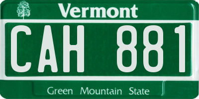 VT license plate CAH881