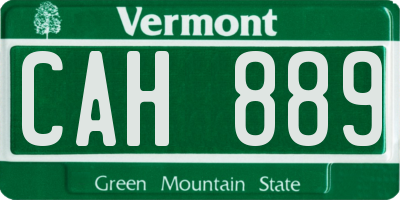VT license plate CAH889