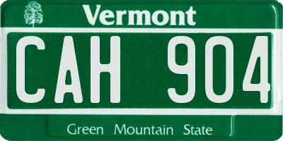 VT license plate CAH904